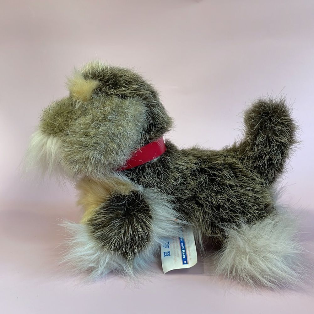 Vintage Tiere Mit Herz Plush Terrier Dog Stuffed Animal with Heart With Tag 8” - Picture 3 of 10